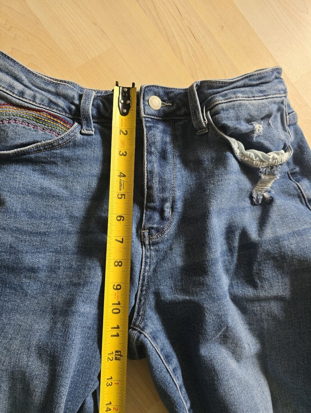 Judy Blue Embroidered Rainbow Pocket Straight Fit Jeans Size 14W - Picture 8 of 13